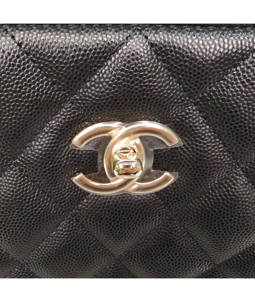 CHANEL Черная кожаная сумка тоут, фото 8