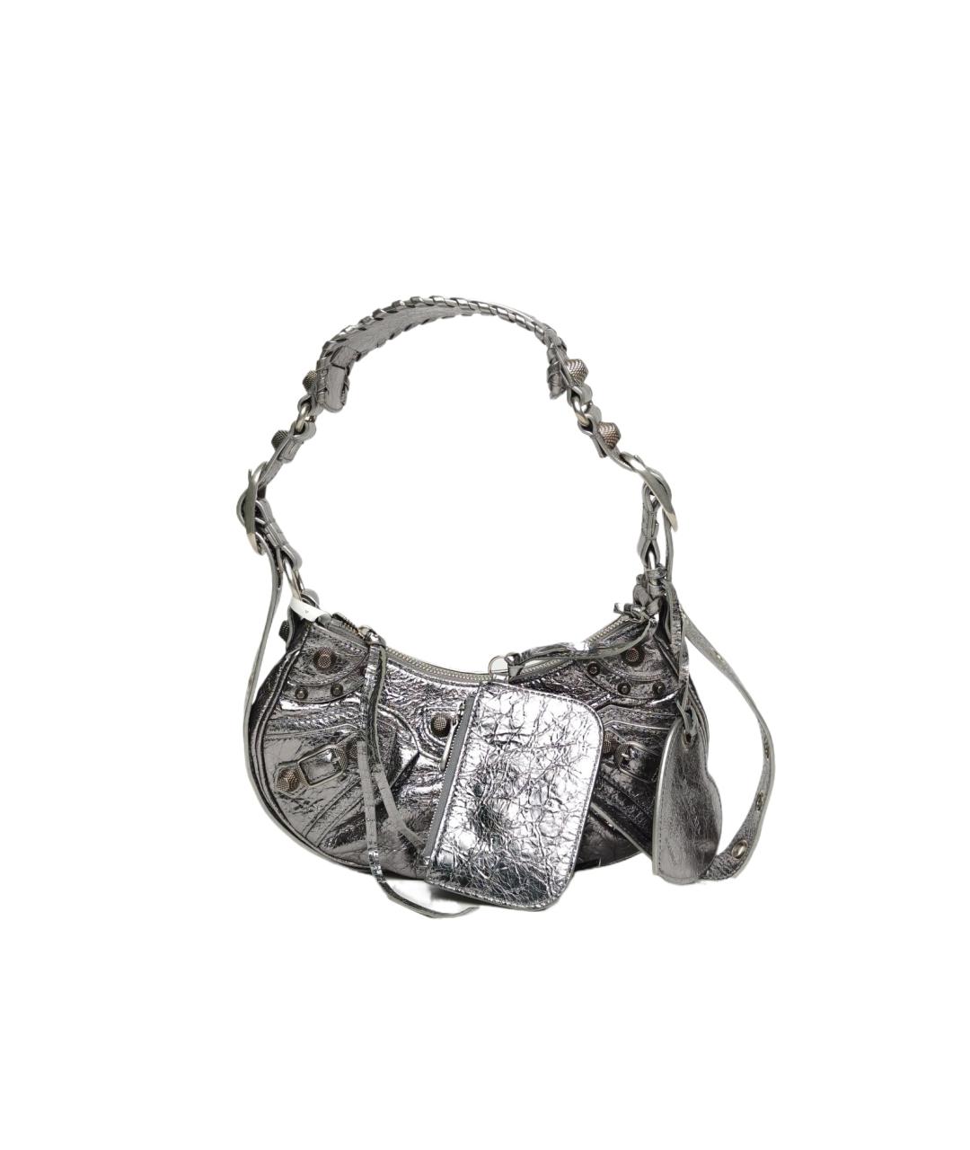 BALENCIAGA Серебряная кожаная сумка через плечо, фото 10