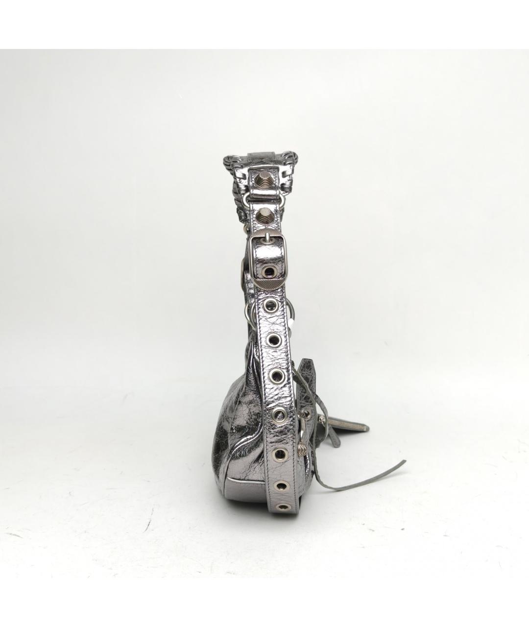 BALENCIAGA Серебряная кожаная сумка через плечо, фото 5