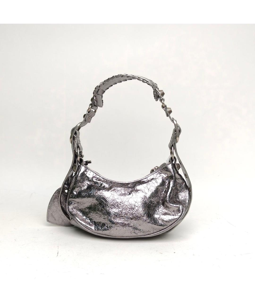 BALENCIAGA Серебряная кожаная сумка через плечо, фото 4