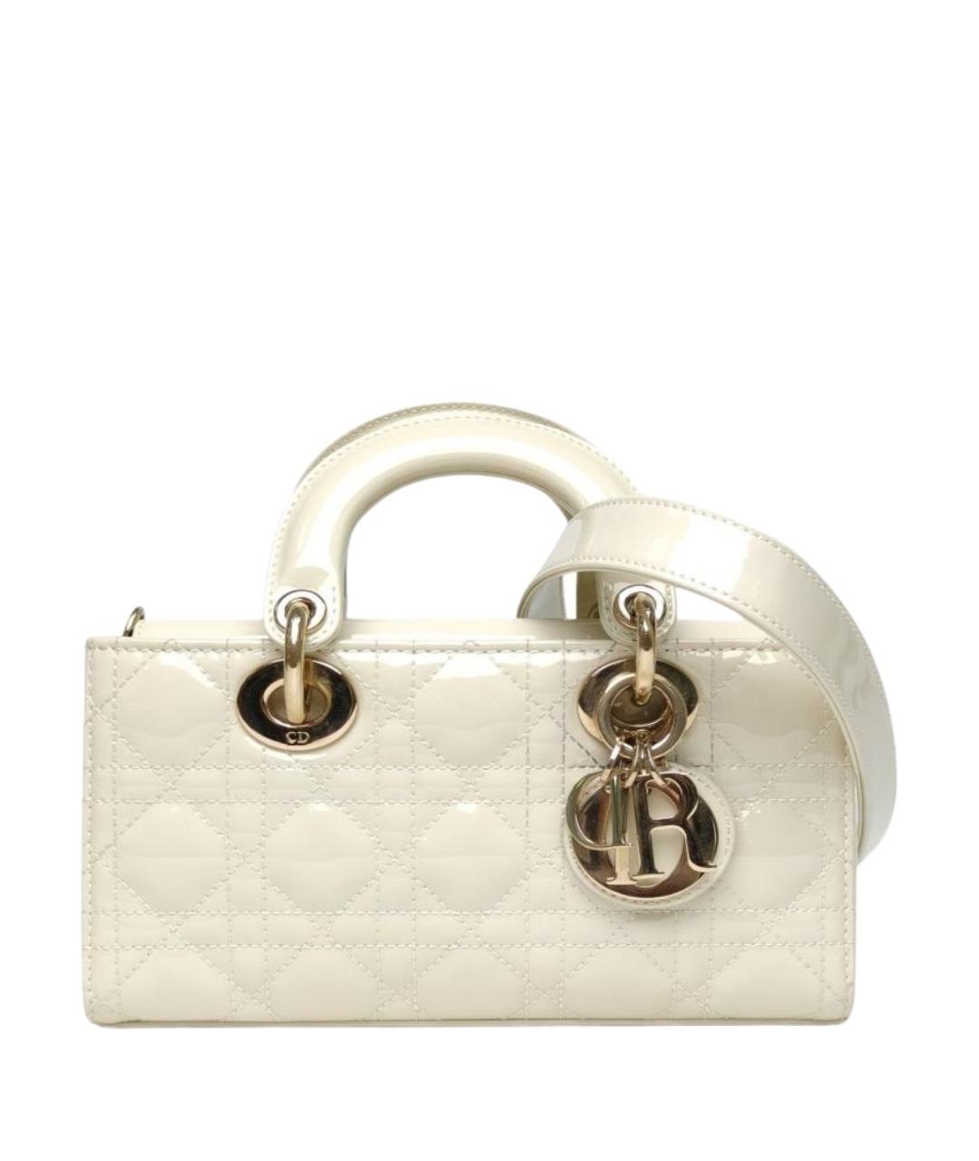 CHRISTIAN DIOR Белая сумка через плечо из лакированной кожи, фото 1