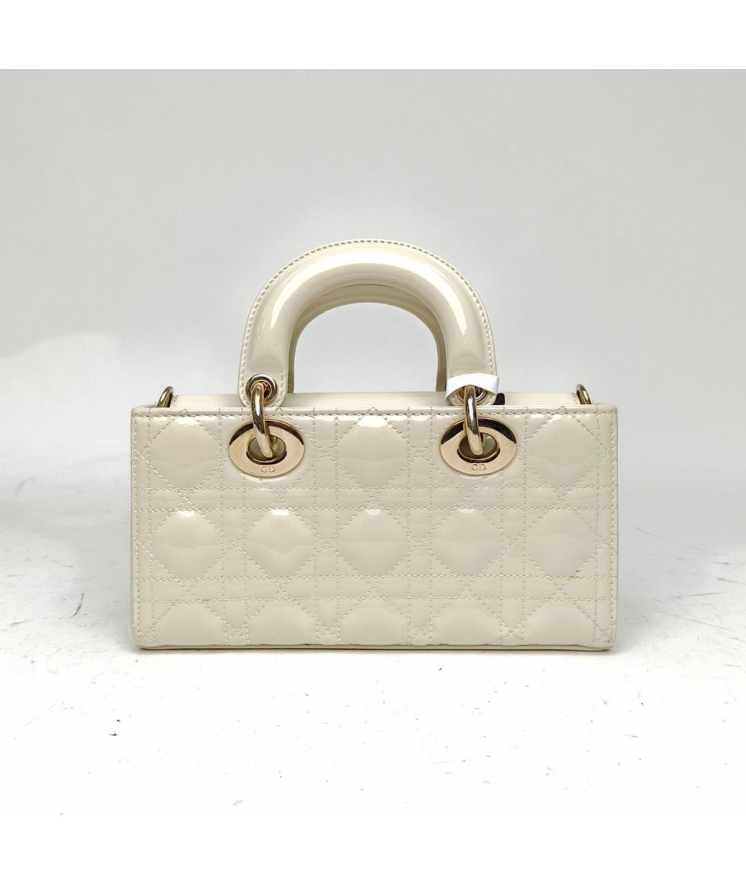 CHRISTIAN DIOR Белая сумка через плечо из лакированной кожи, фото 4