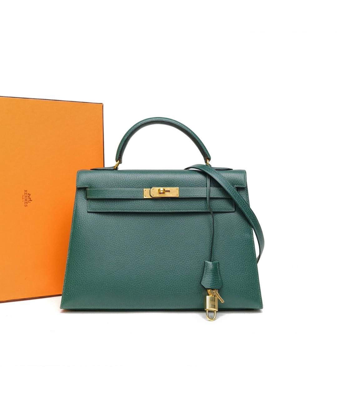 HERMES Зеленая сумка с короткими ручками, фото 9