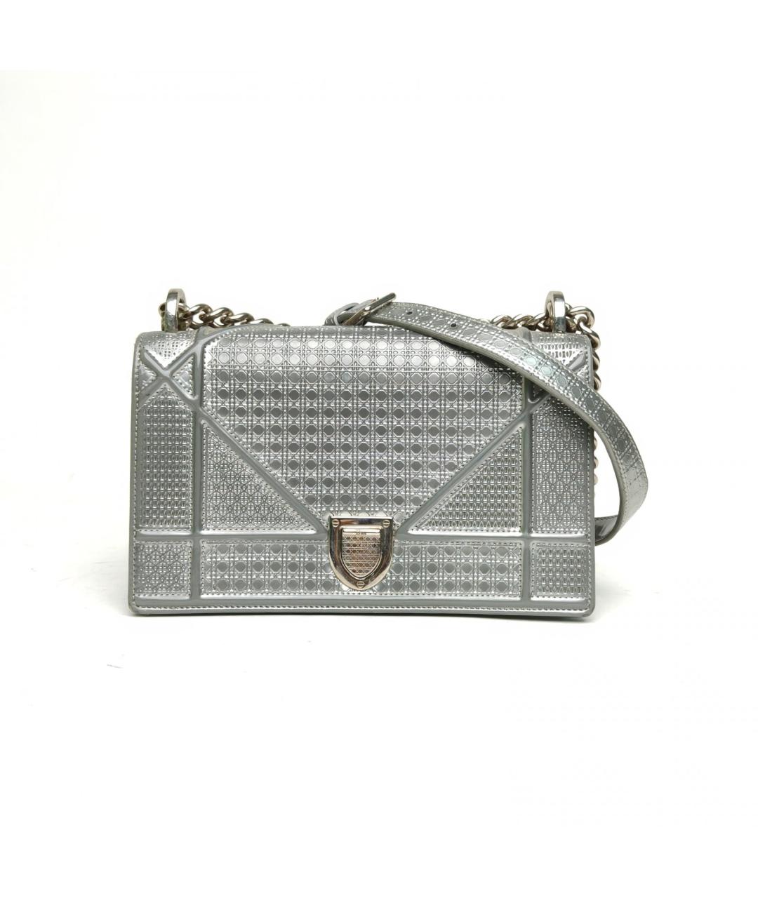 CHRISTIAN DIOR Серебряная сумка через плечо из лакированной кожи, фото 2