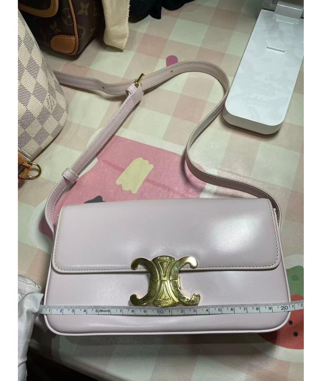 CELINE Розовая кожаная сумка через плечо, фото 9