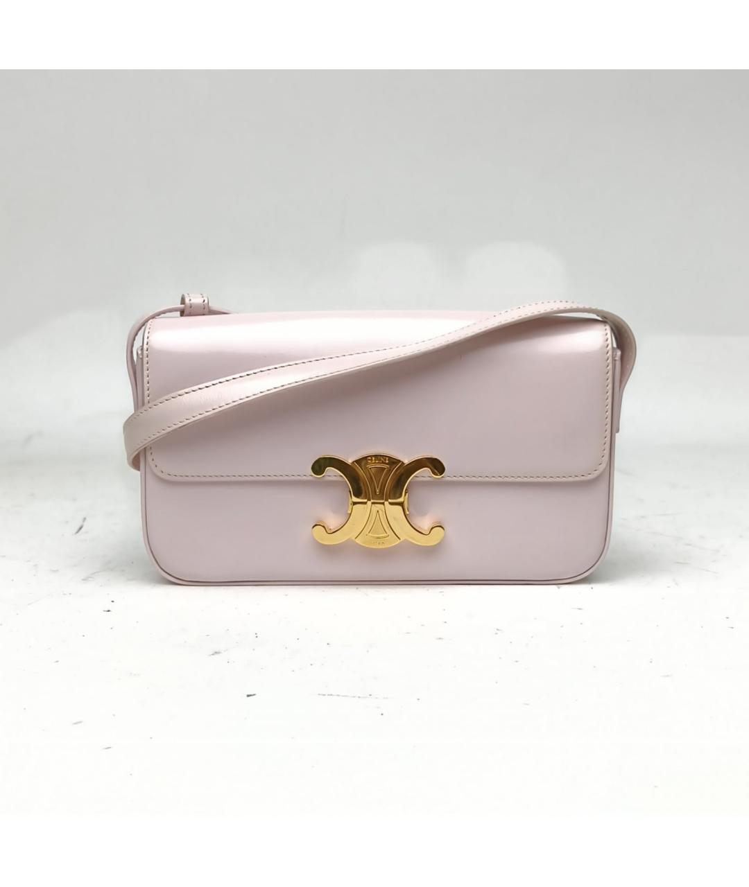CELINE Розовая кожаная сумка через плечо, фото 2