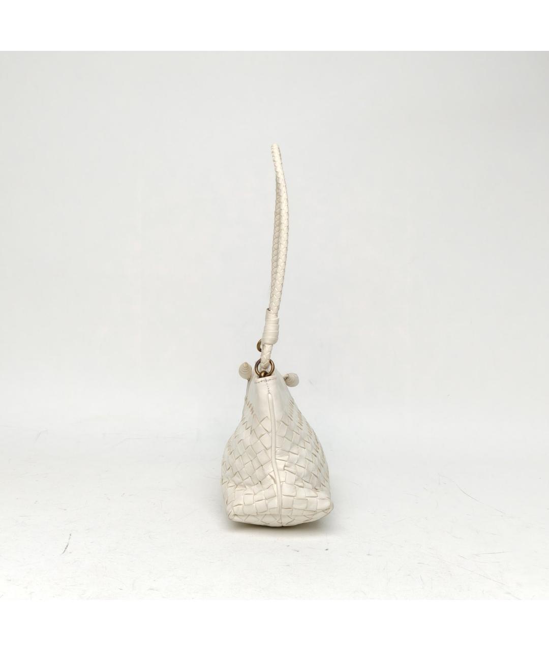 BOTTEGA VENETA Белая кожаная сумка через плечо, фото 5
