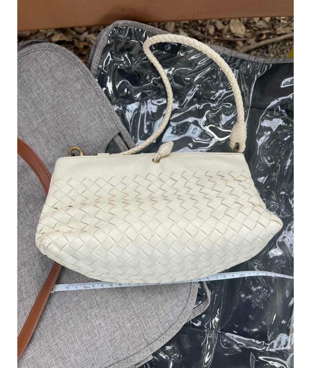 BOTTEGA VENETA Белая кожаная сумка через плечо, фото 8