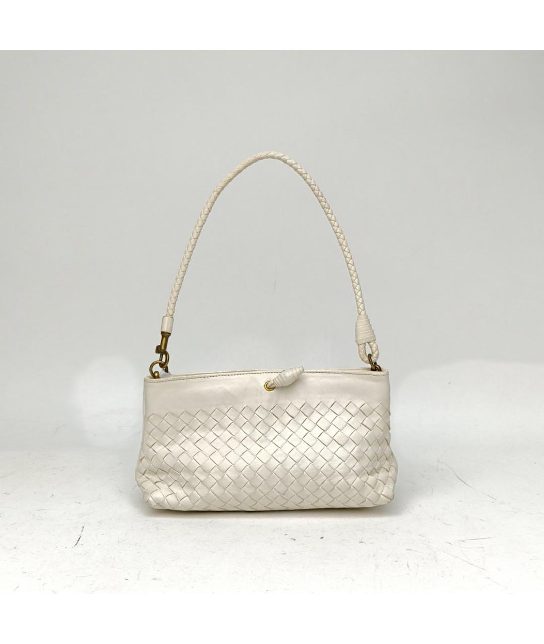 BOTTEGA VENETA Белая кожаная сумка через плечо, фото 4