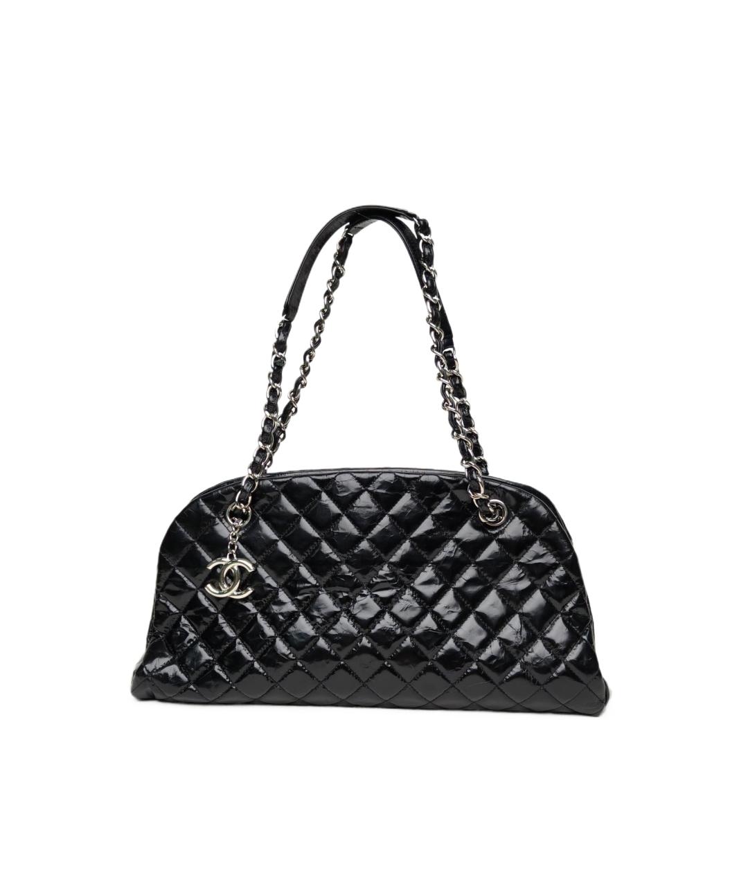 CHANEL Черная сумка через плечо из лакированной кожи, фото 10