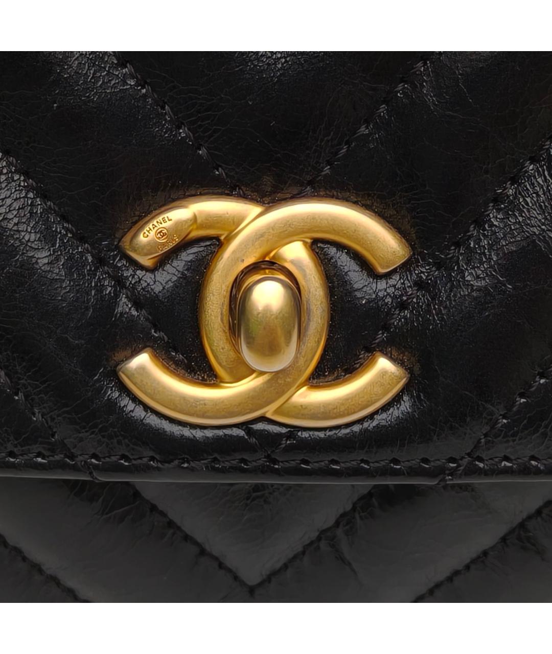 CHANEL Черная кожаная сумка через плечо, фото 7