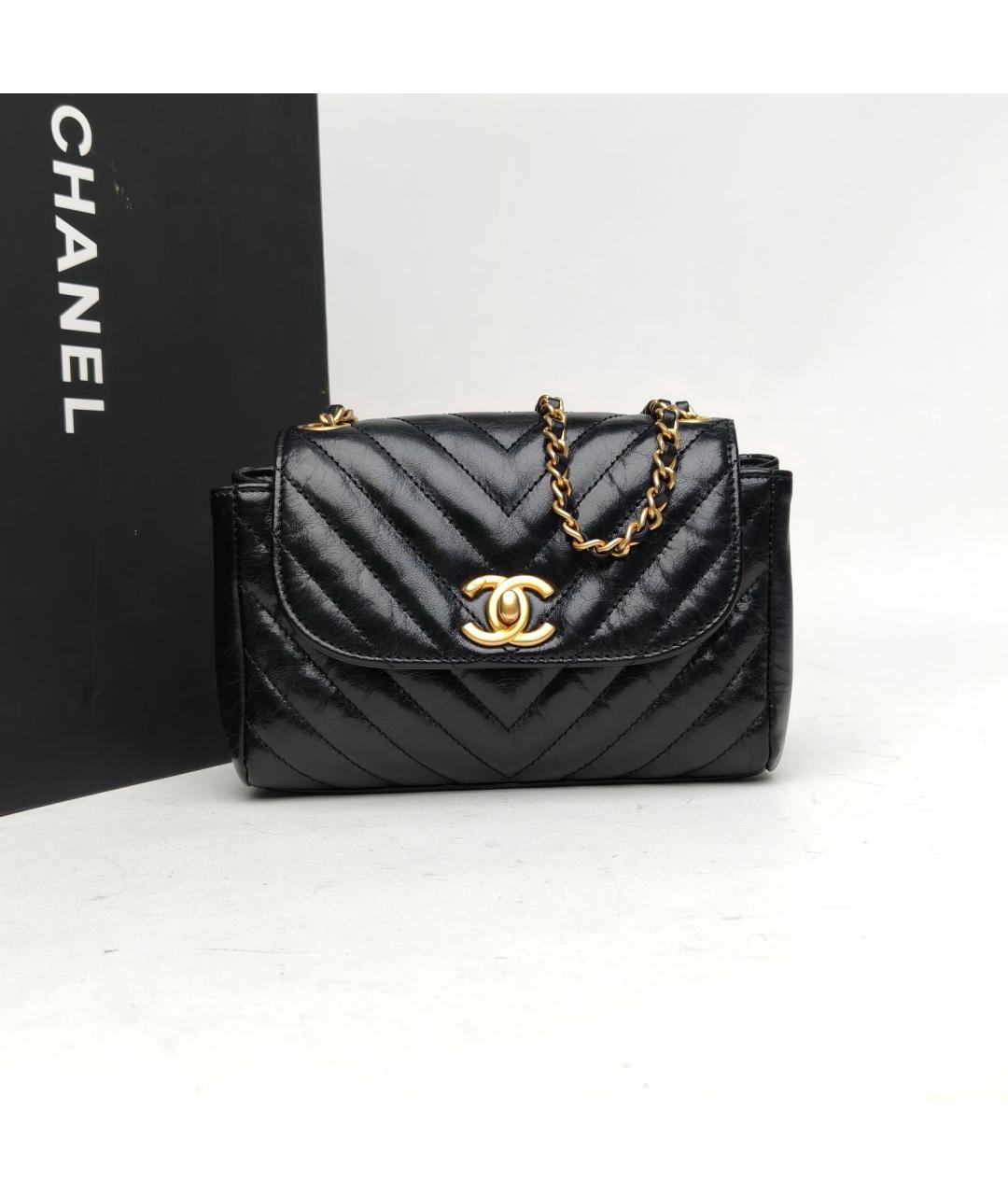 CHANEL Черная кожаная сумка через плечо, фото 9