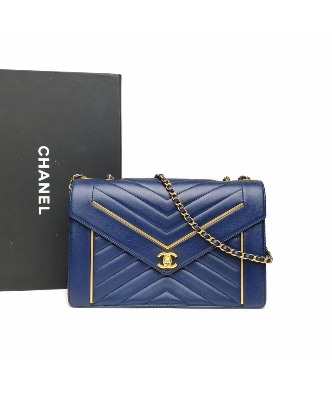 CHANEL Синяя кожаная сумка через плечо, фото 9