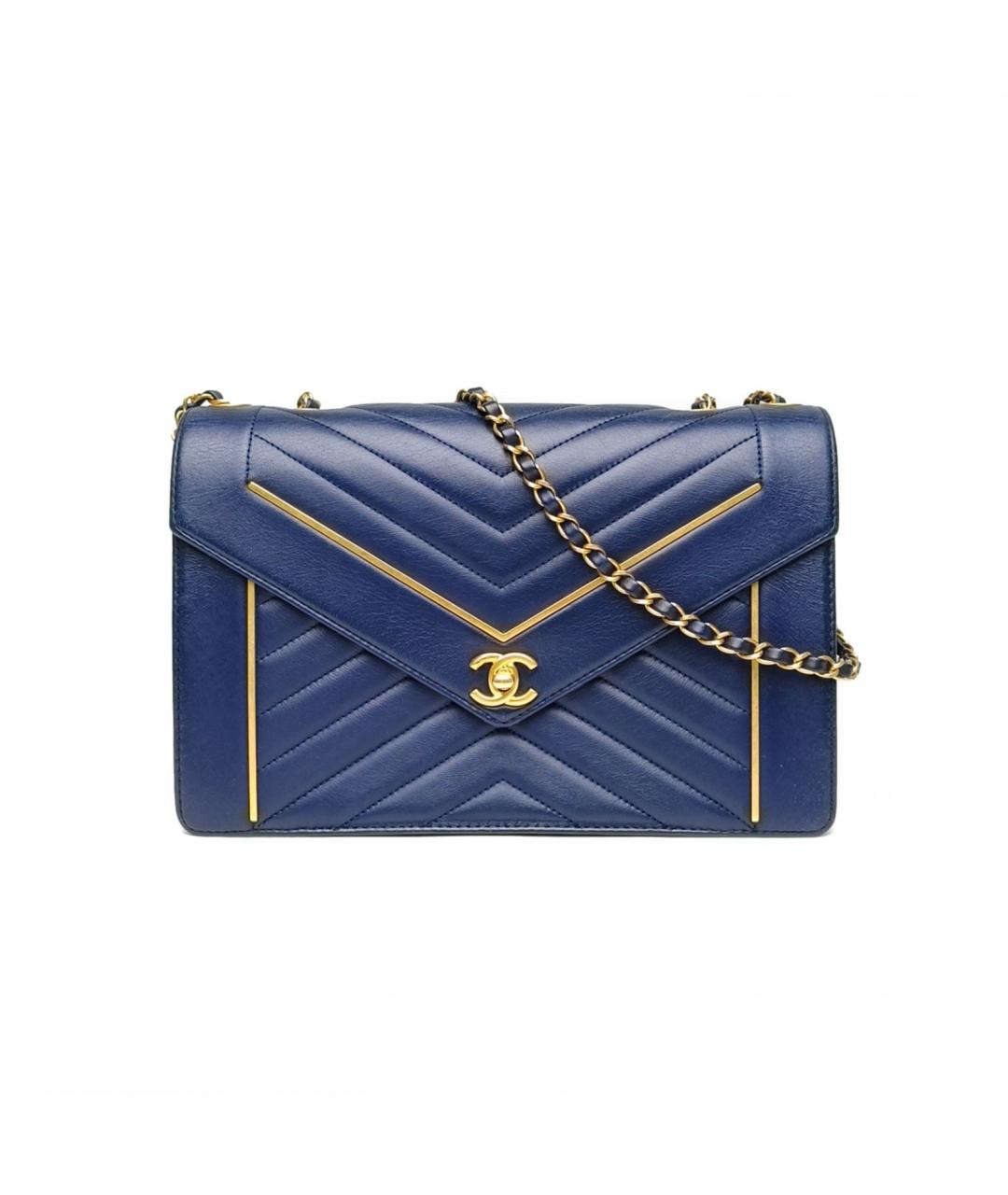 CHANEL Синяя кожаная сумка через плечо, фото 2