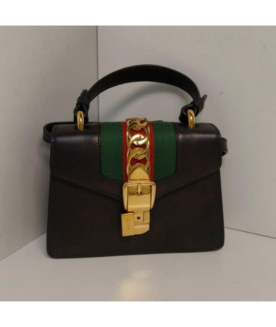 GUCCI Черная кожаная сумка через плечо, фото 9