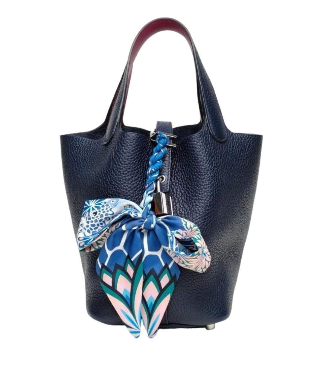 HERMES Темно-синяя сумка тоут, фото 1