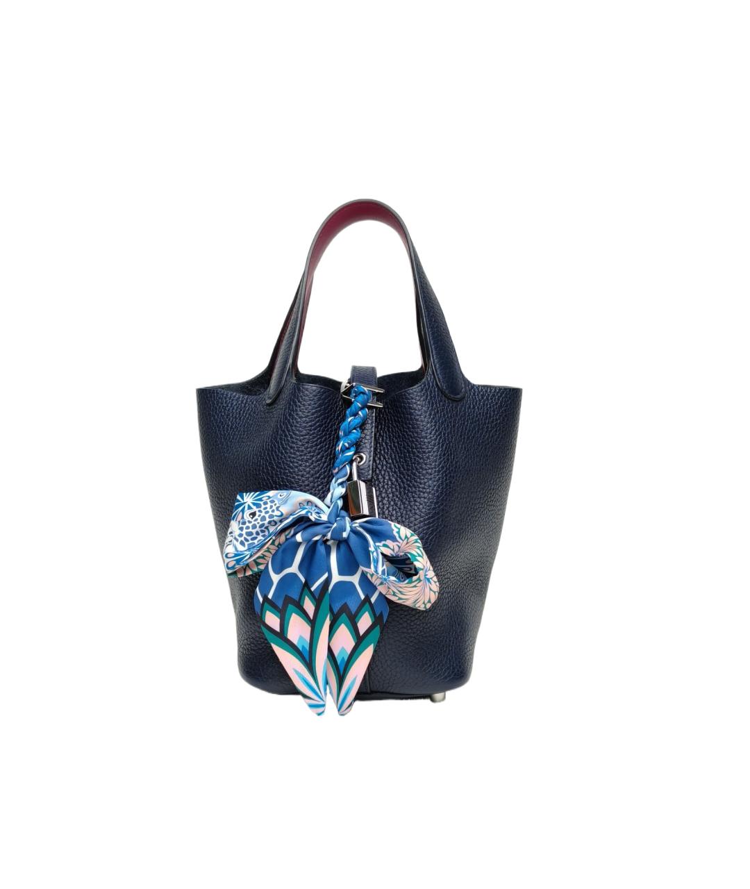 HERMES Темно-синяя сумка тоут, фото 10