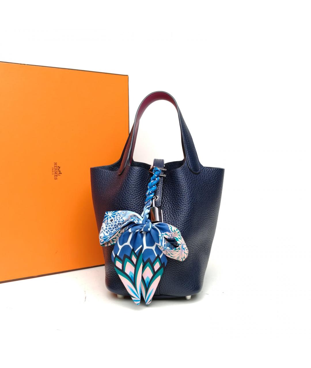 HERMES Темно-синяя сумка тоут, фото 9