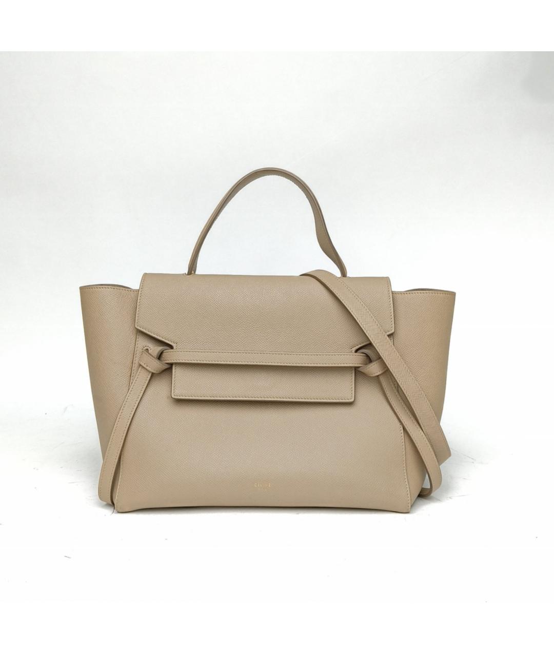 CELINE Бежевая кожаная сумка через плечо, фото 2