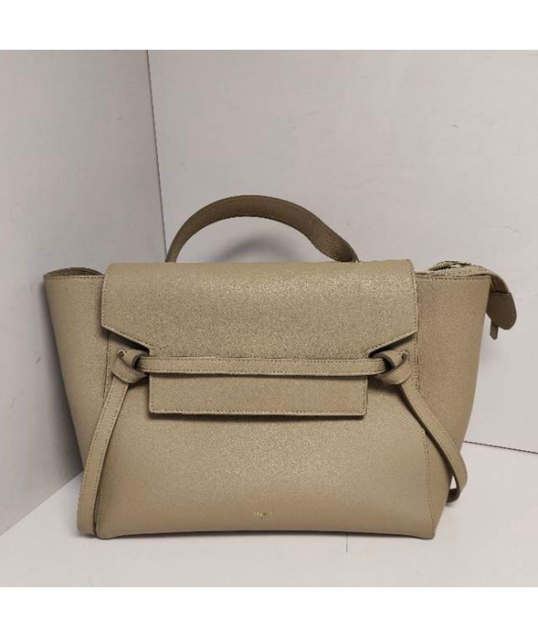 CELINE Бежевая кожаная сумка через плечо, фото 8