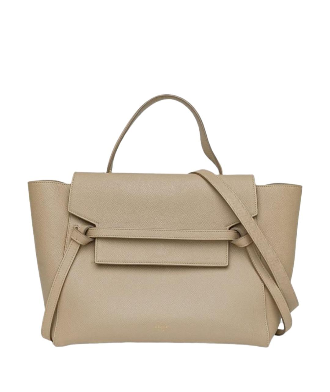 CELINE Бежевая кожаная сумка через плечо, фото 1