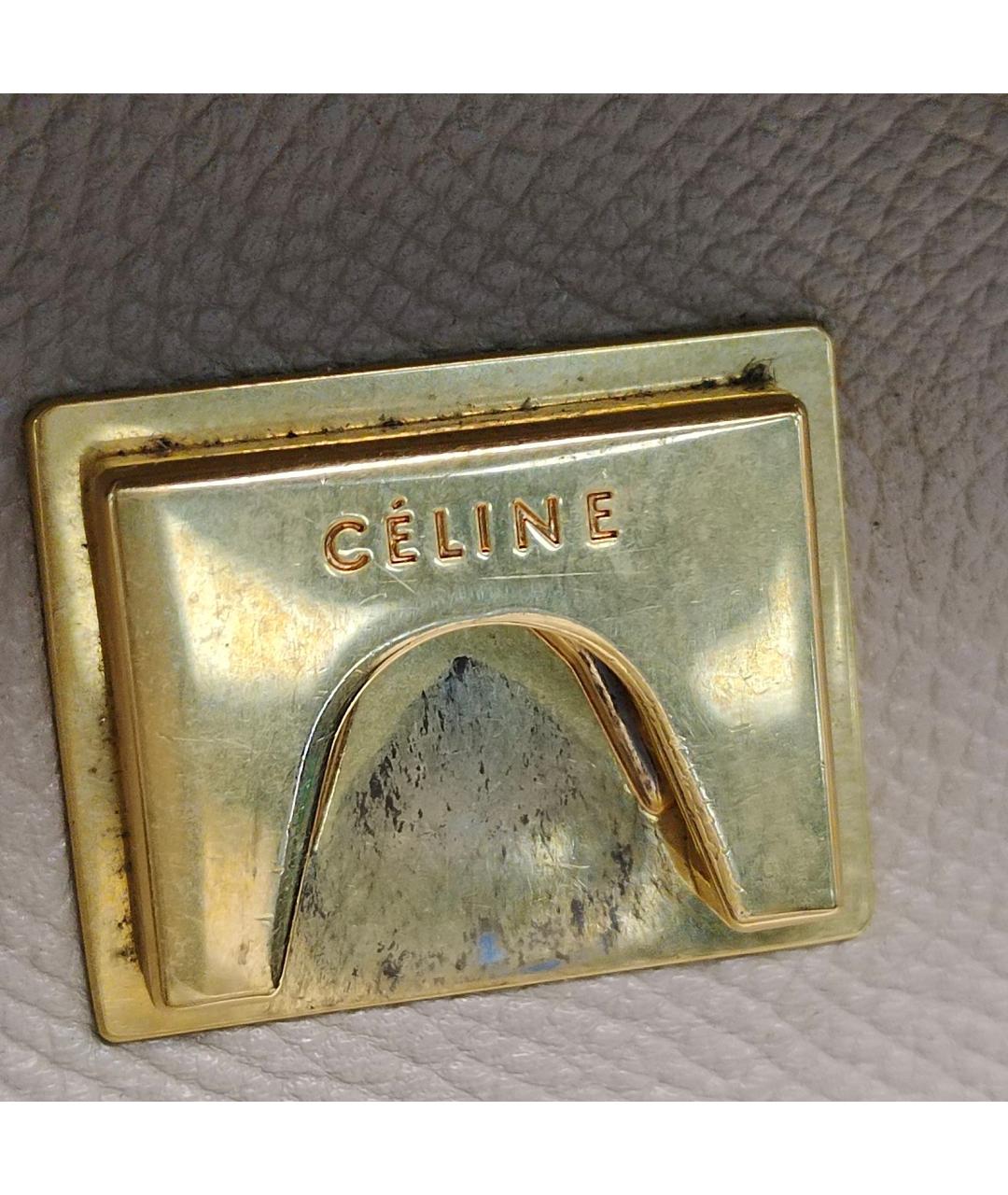 CELINE Бежевая кожаная сумка через плечо, фото 9