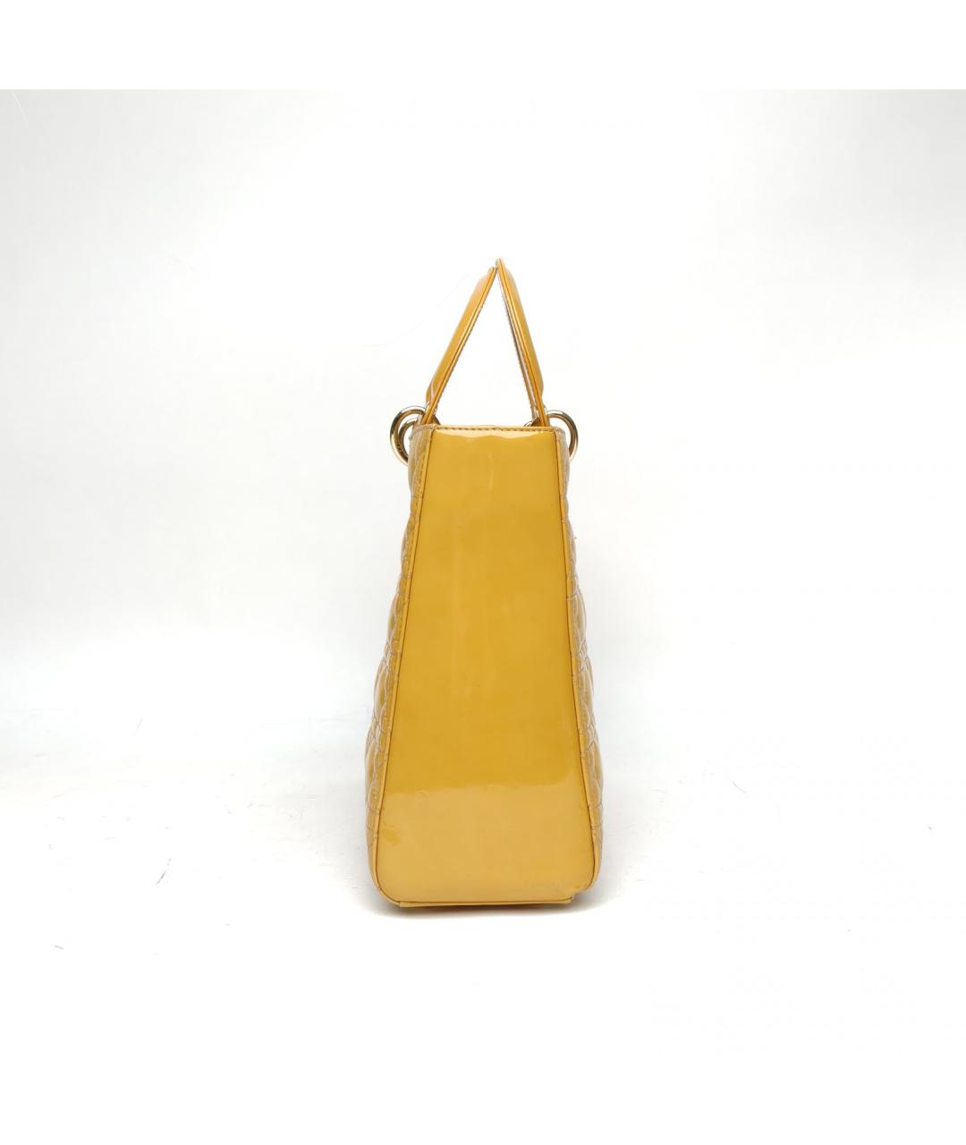 CHRISTIAN DIOR Желтая сумка через плечо из лакированной кожи, фото 5