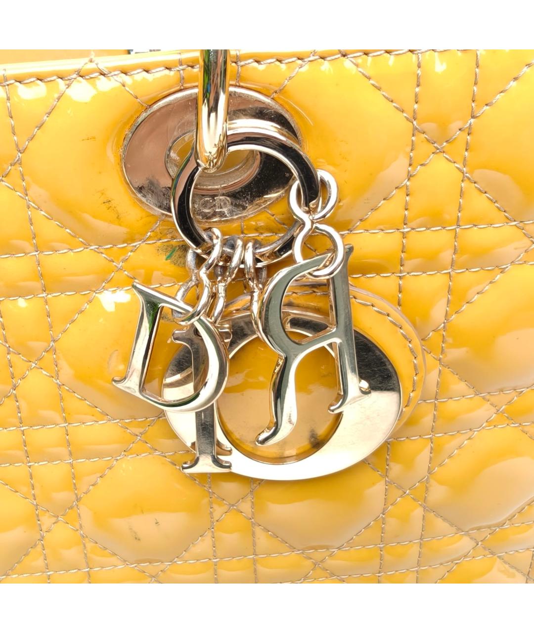 CHRISTIAN DIOR Желтая сумка через плечо из лакированной кожи, фото 7