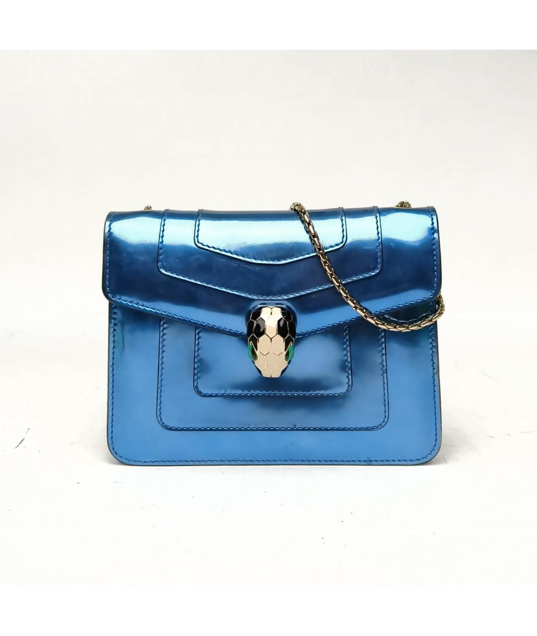 BVLGARI Синяя кожаная сумка через плечо, фото 2