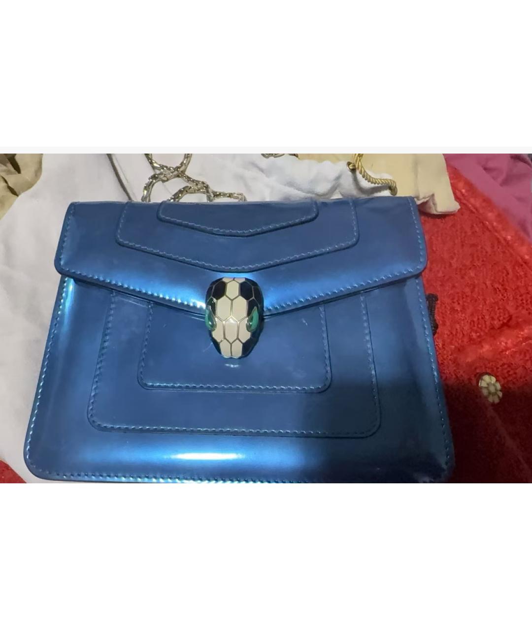 BVLGARI Синяя кожаная сумка через плечо, фото 9