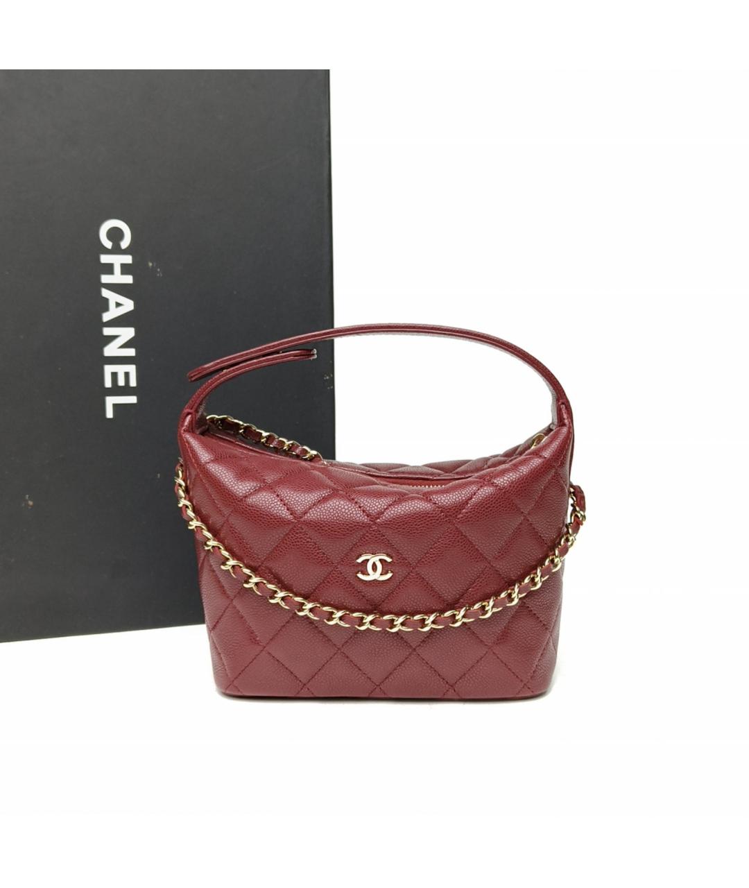 CHANEL Бордовая кожаная сумка через плечо, фото 9