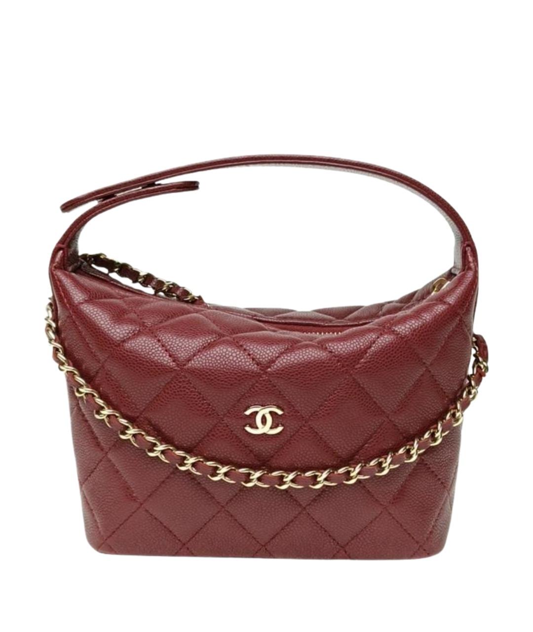 CHANEL Бордовая кожаная сумка через плечо, фото 1