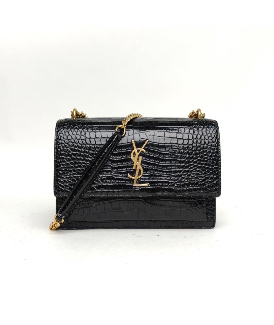 SAINT LAURENT Черная кожаная сумка через плечо, фото 2