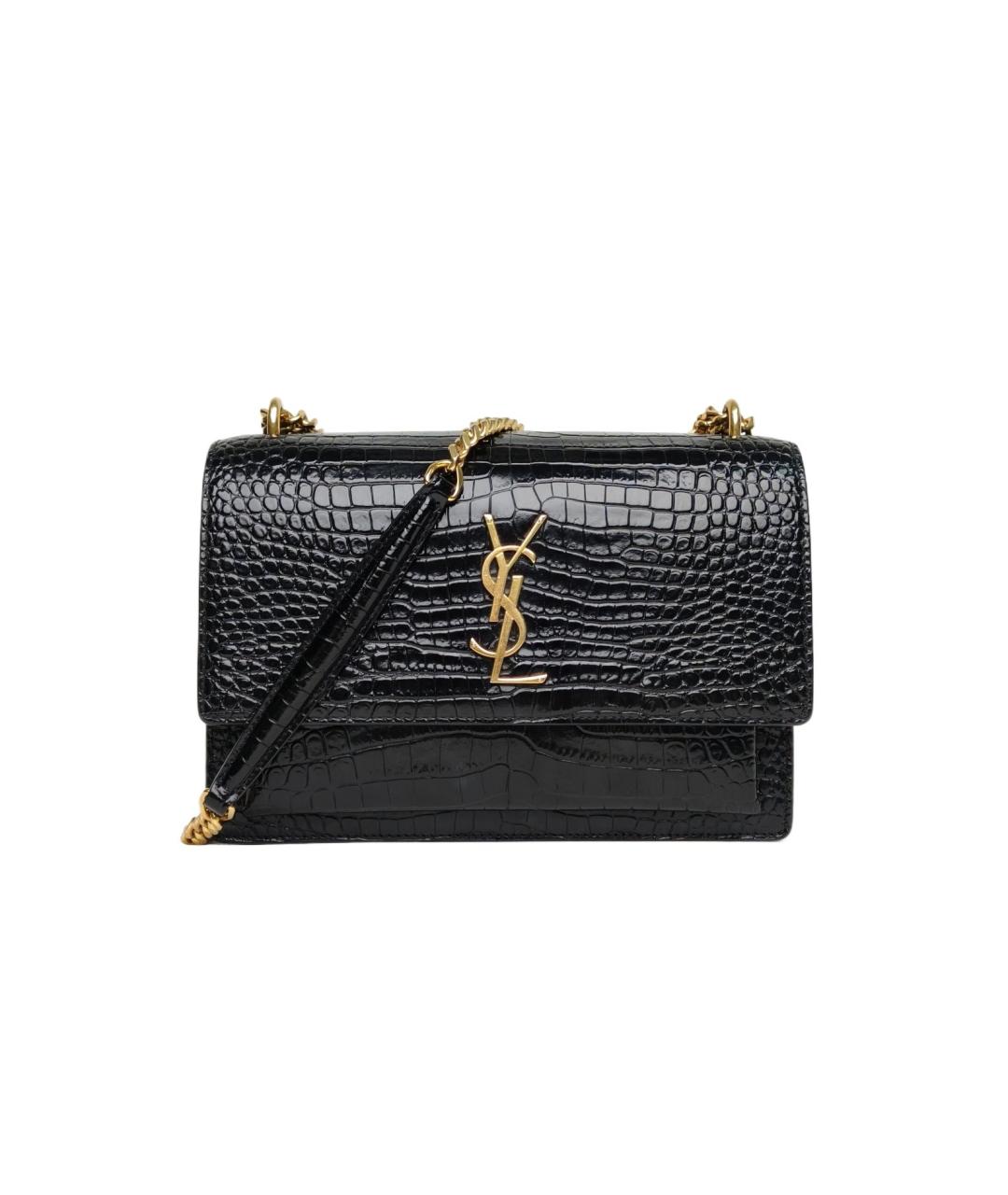 SAINT LAURENT Черная кожаная сумка через плечо, фото 10