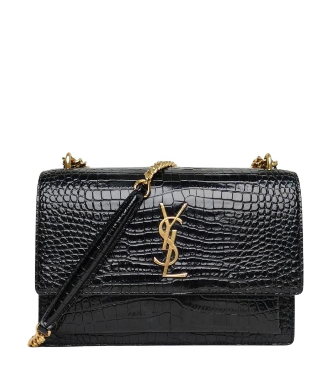 SAINT LAURENT Черная кожаная сумка через плечо, фото 1