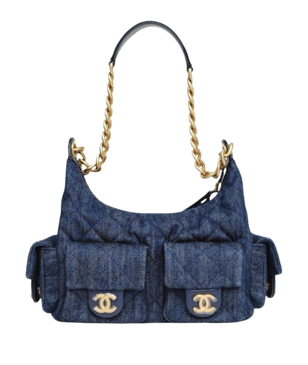 CHANEL Синяя деним сумка через плечо, фото 1