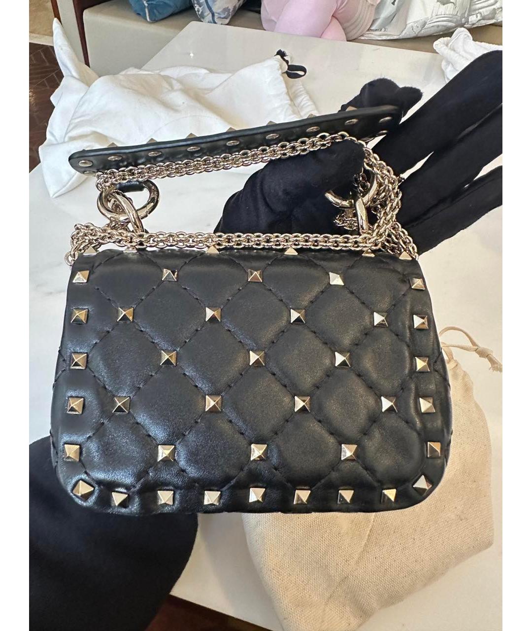 VALENTINO Черная кожаная сумка через плечо, фото 9