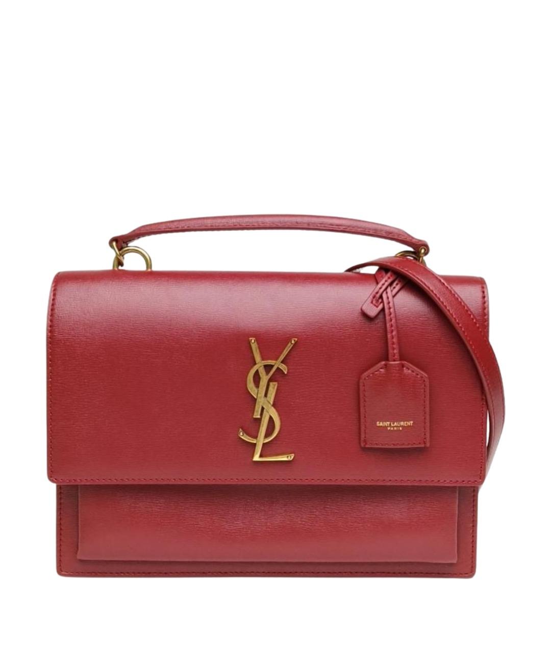 SAINT LAURENT Красная кожаная сумка через плечо, фото 1