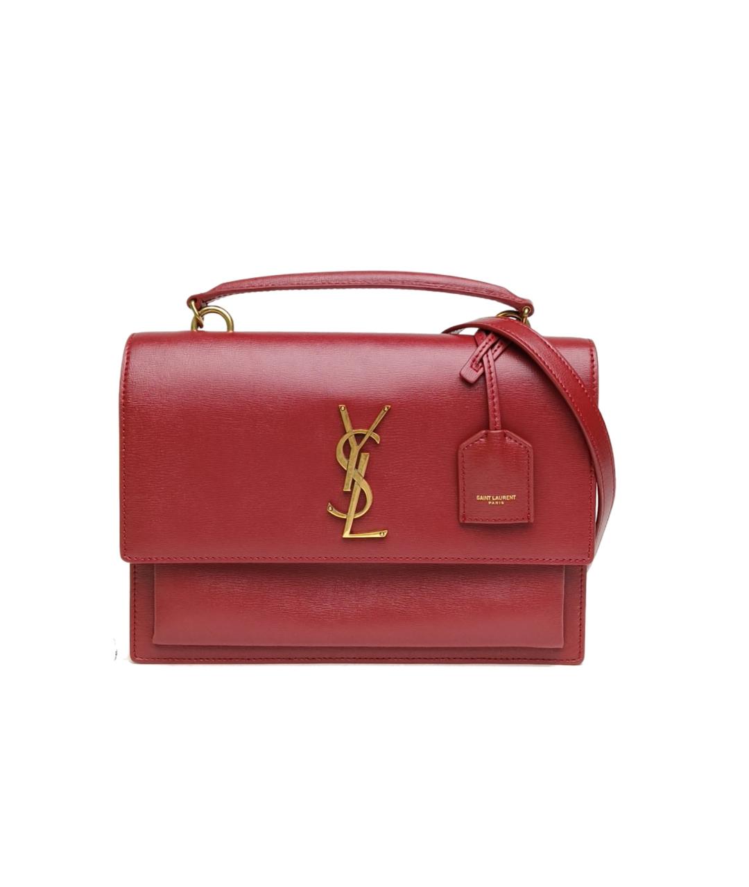 SAINT LAURENT Красная кожаная сумка через плечо, фото 10