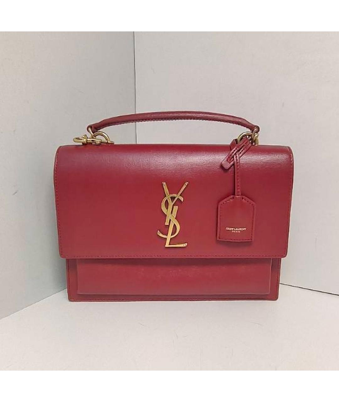 SAINT LAURENT Красная кожаная сумка через плечо, фото 9