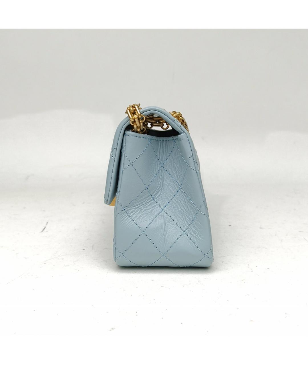 CHANEL Голубая кожаная сумка через плечо, фото 3
