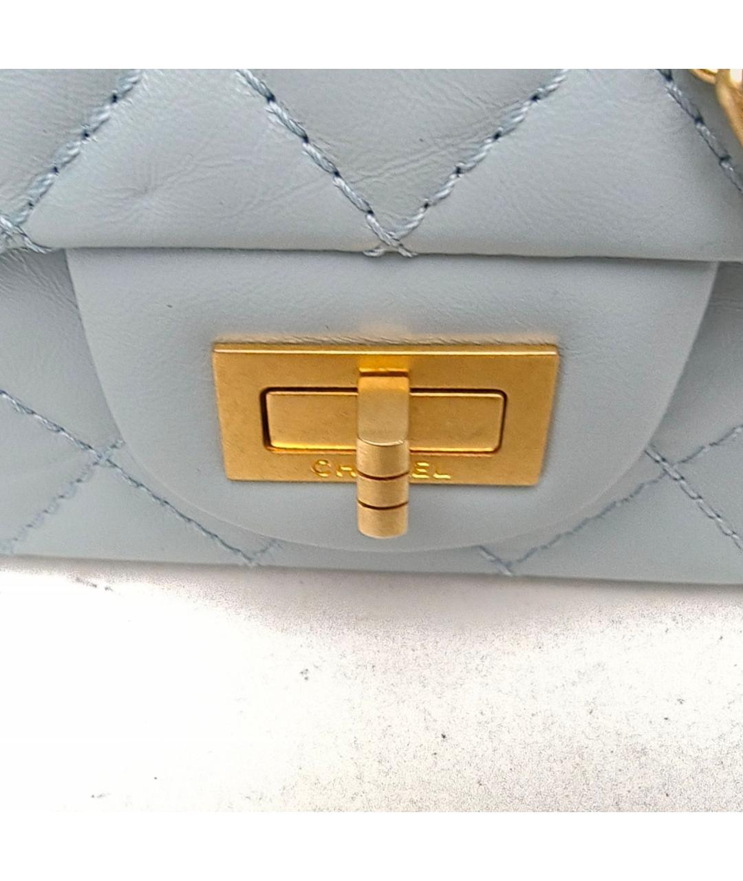 CHANEL Голубая кожаная сумка через плечо, фото 8