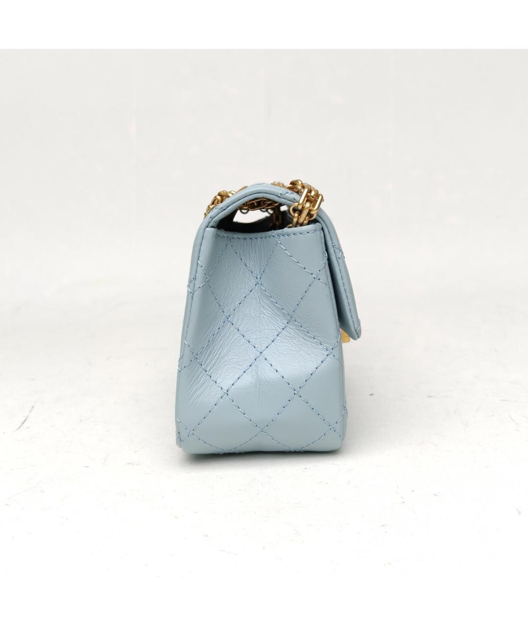 CHANEL Голубая кожаная сумка через плечо, фото 5