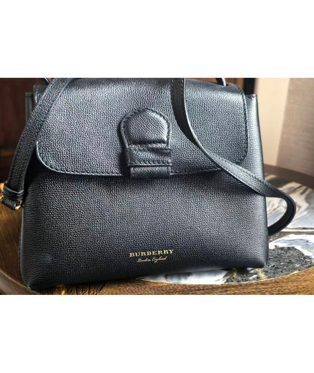 BURBERRY Черная кожаная сумка через плечо, фото 5