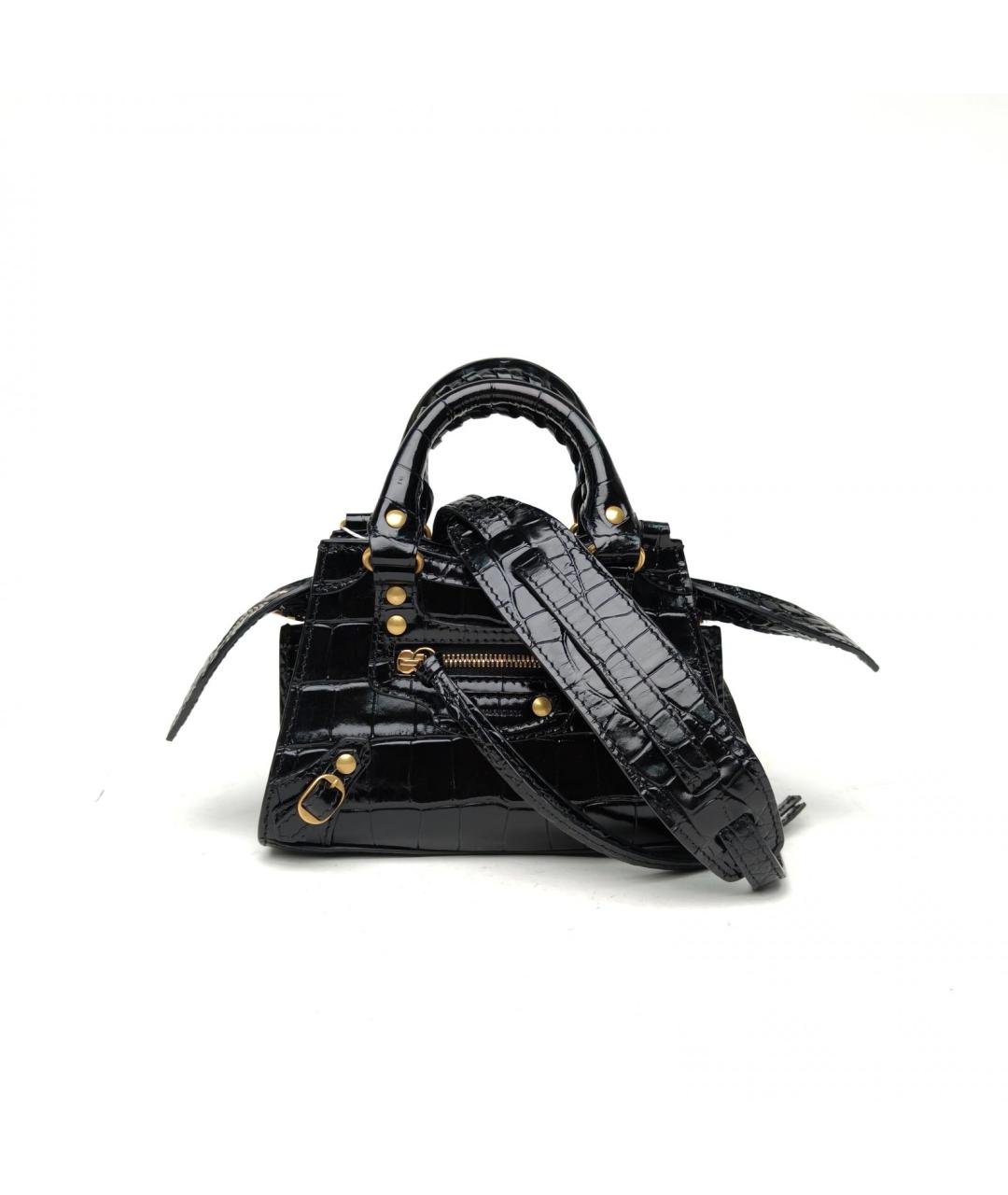 BALENCIAGA Черная кожаная сумка через плечо, фото 2