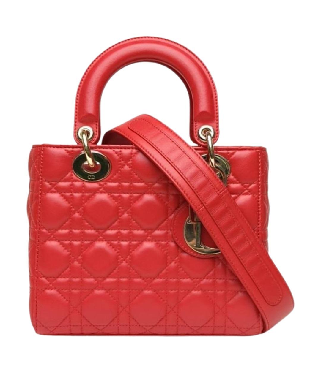 CHRISTIAN DIOR Красная кожаная сумка через плечо, фото 1