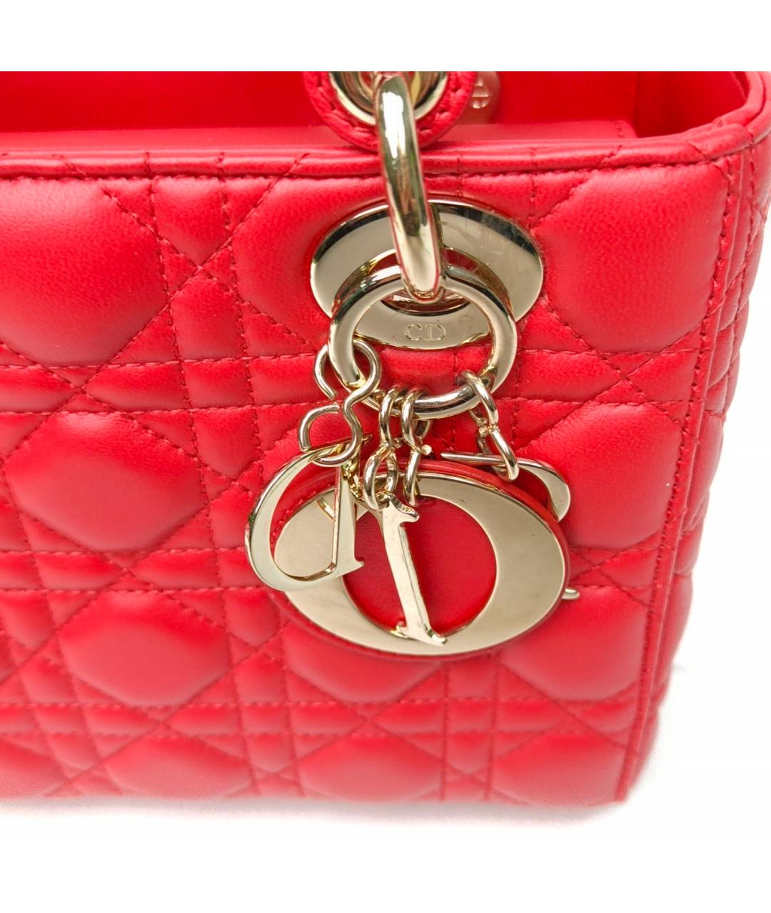 CHRISTIAN DIOR Красная кожаная сумка через плечо, фото 7