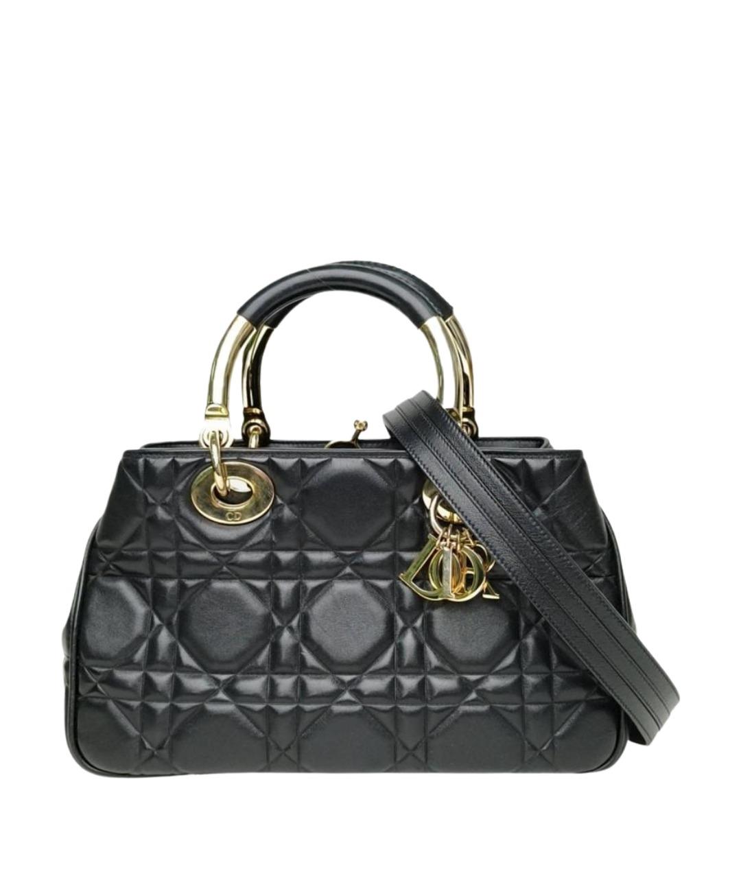 CHRISTIAN DIOR Черная кожаная сумка через плечо, фото 1