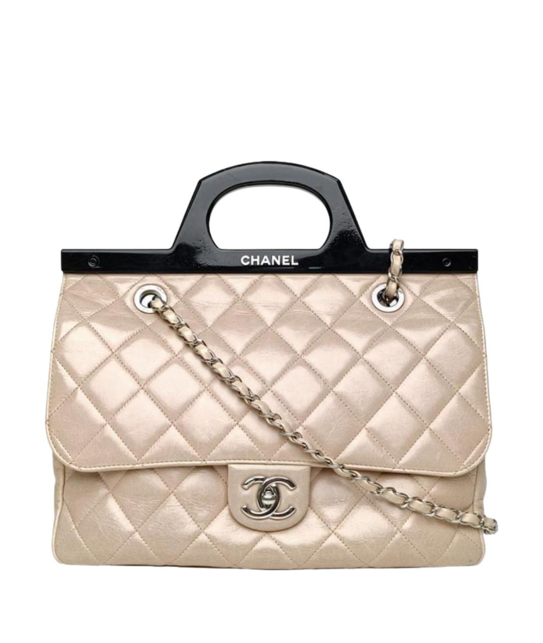 CHANEL Бежевая кожаная сумка через плечо, фото 1
