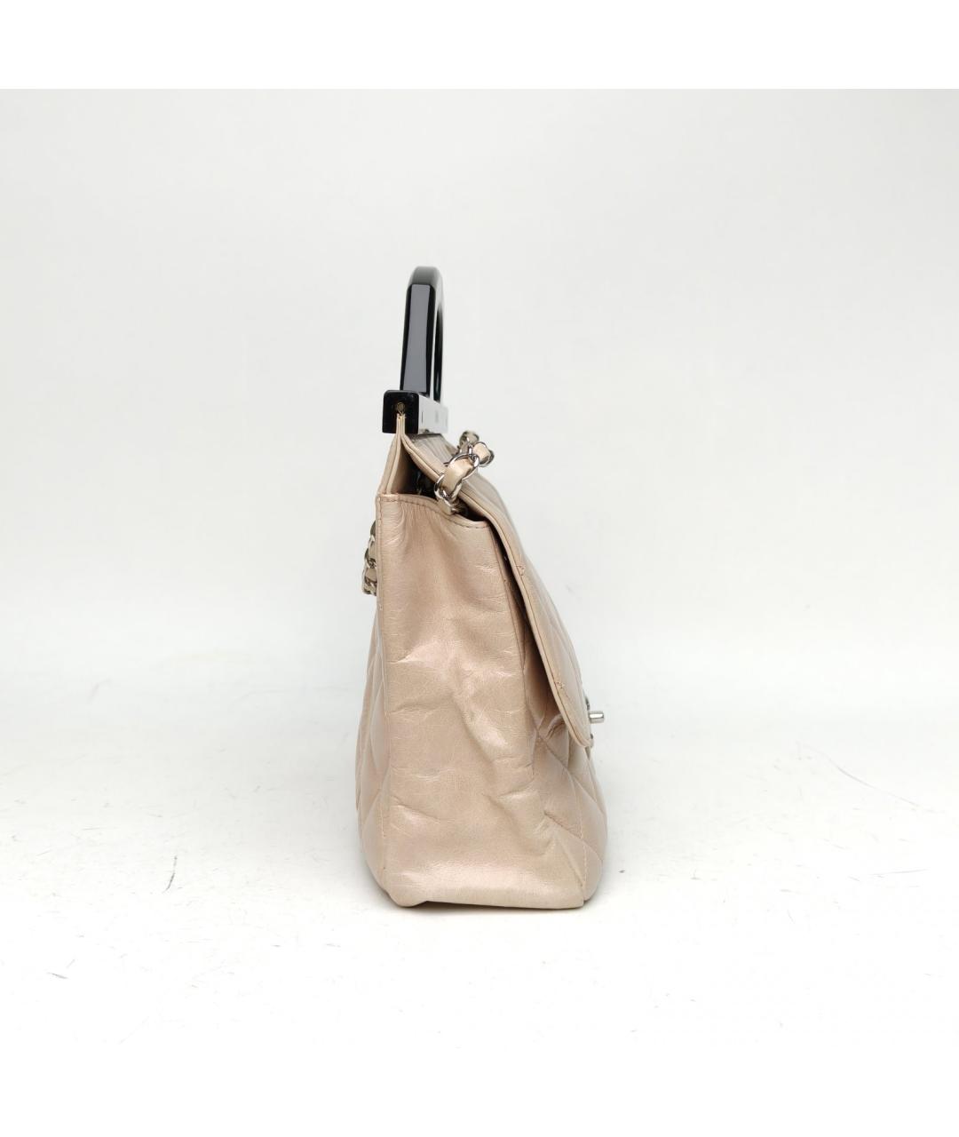 CHANEL Бежевая кожаная сумка через плечо, фото 5